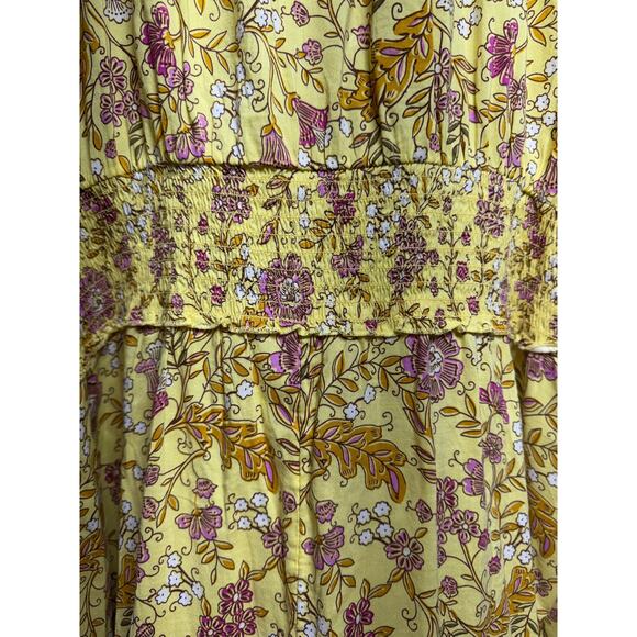 Old Navy Plus Sz 2XL Yellow Floral Midi Dress Cottage Core Peasant Prairie - Picture 6 of 10